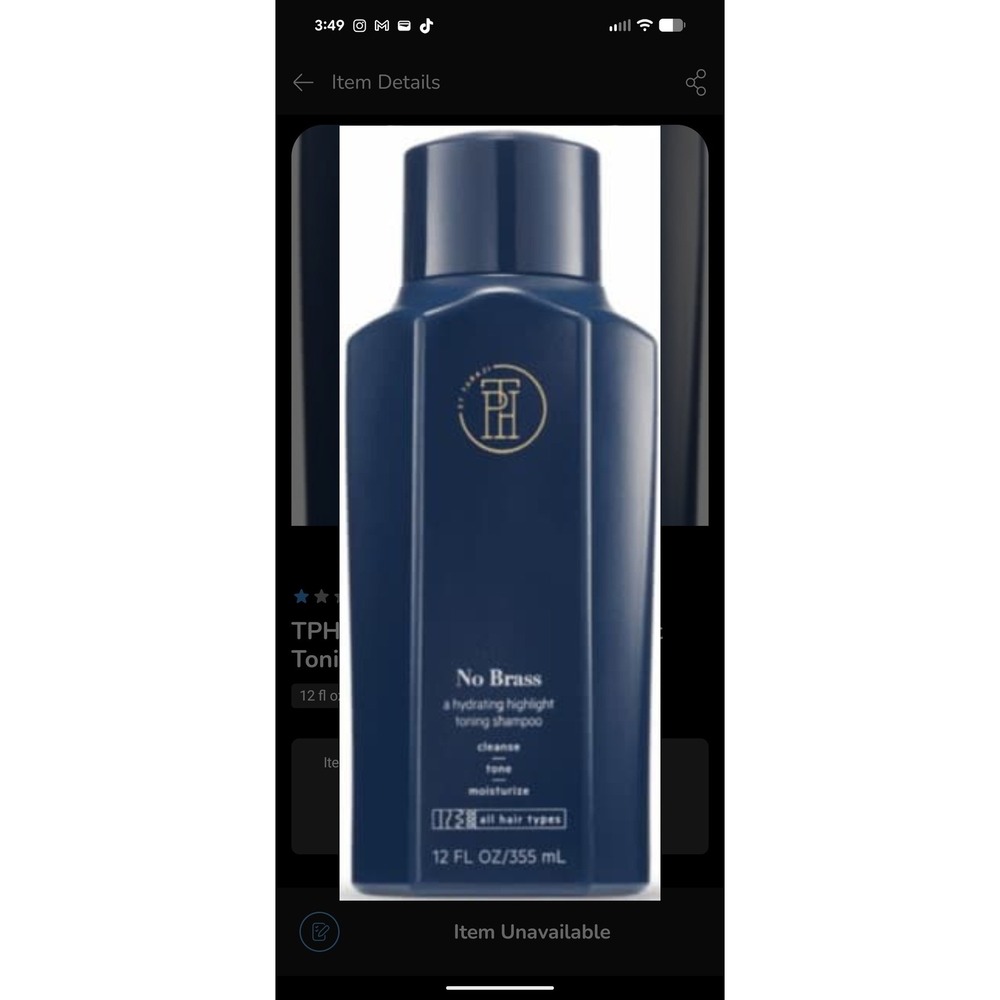 TPH by Taraji No Brass Hydrating Highlight Toning Shampoo 12oz Blue For Brunette